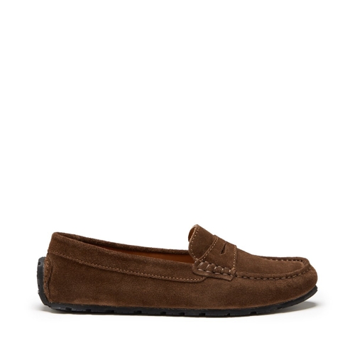 Hugs & Co Womens Tyre Sole Penny Loafers Brown Suede