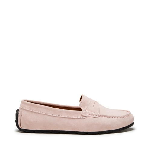 Hugs & Co Womens Tyre Sole Penny Loafers Ice Pink Suede