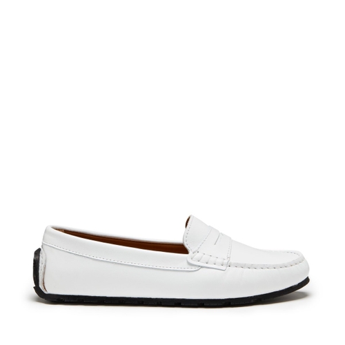 Hugs & Co Womens Tyre Sole Penny Loafers White Leather