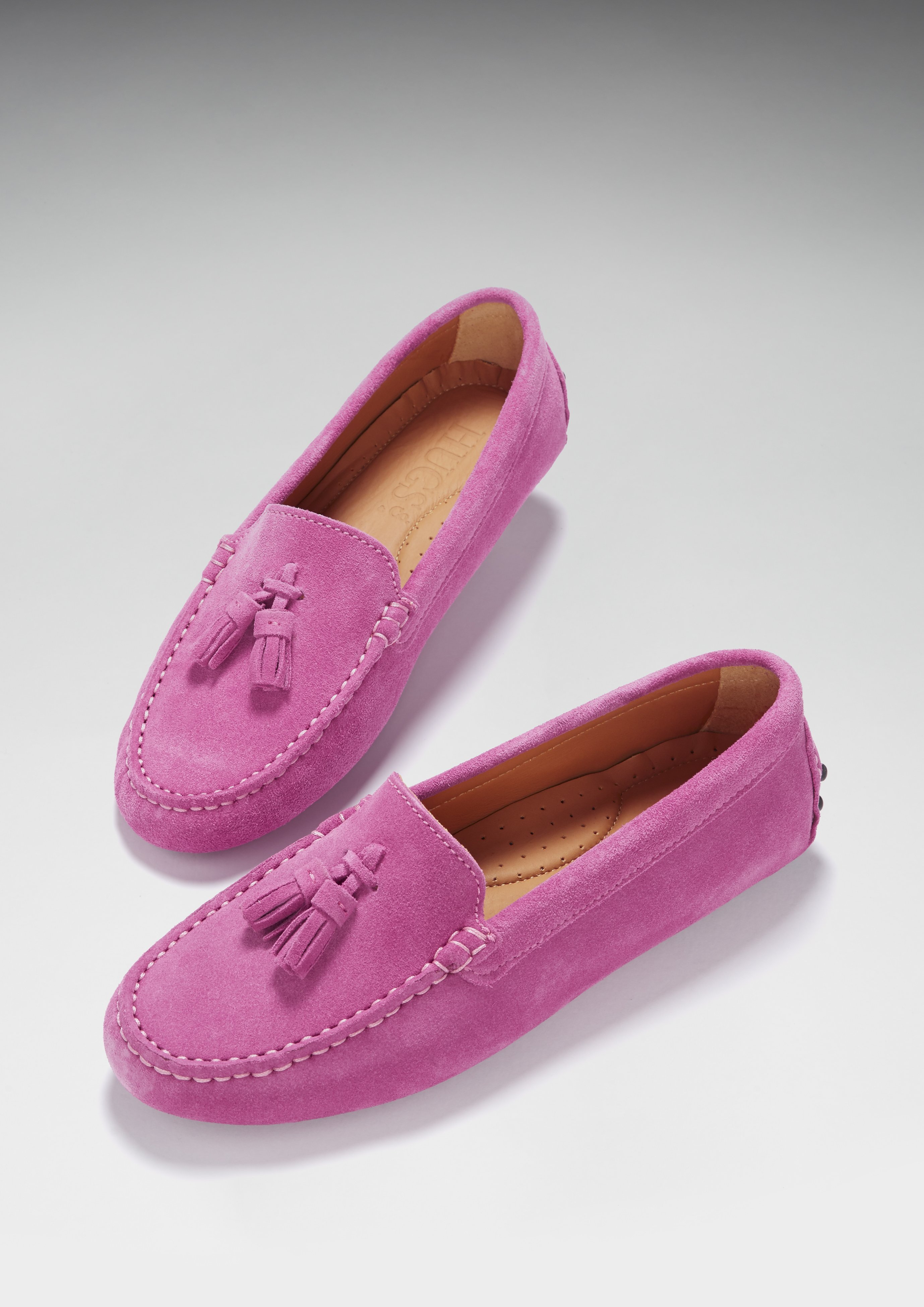 pink driving loafers