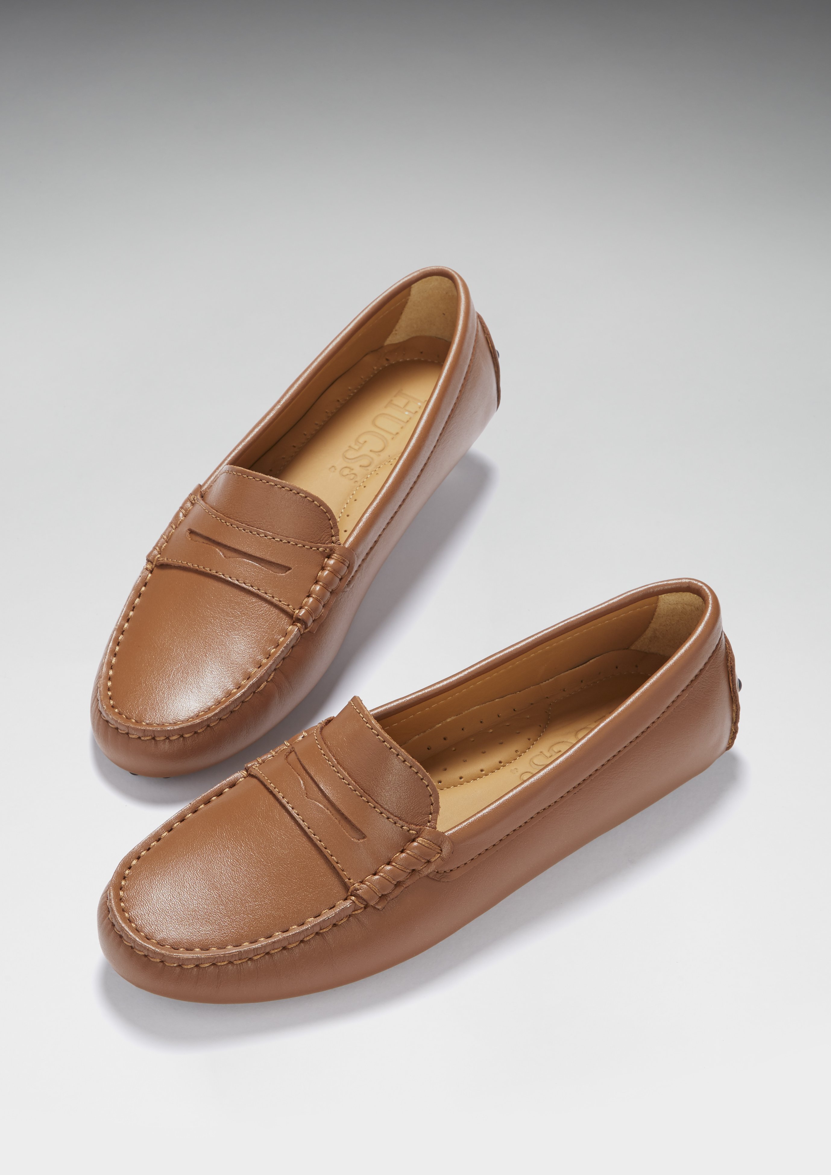 tan leather moccasins