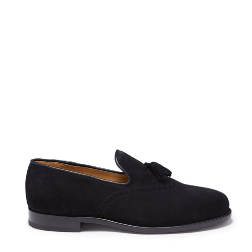 Hugs & Co Black Suede Tasselled Brogues Welted Leather Sole