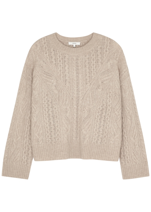 VINCE TAUPE CABLE-KNIT JUMPER,3803651
