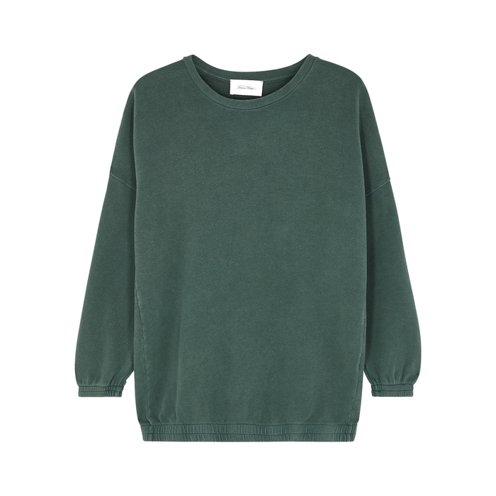 American Vintage Hapylife Green Stretch-cotton Sweatshirt In Dark Green