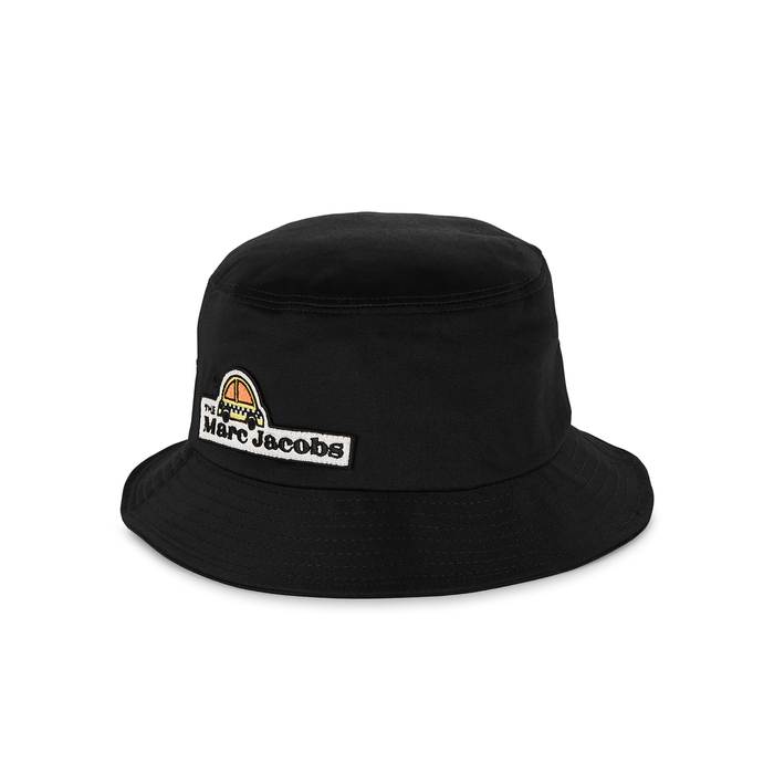MARC JACOBS BLACK LOGO COTTON BUCKET HAT,3189247