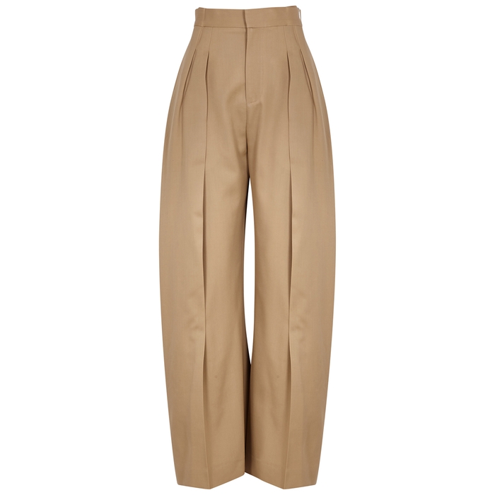 JW ANDERSON SAND BELTED WIDE-LEG WOOL TROUSERS,3816206