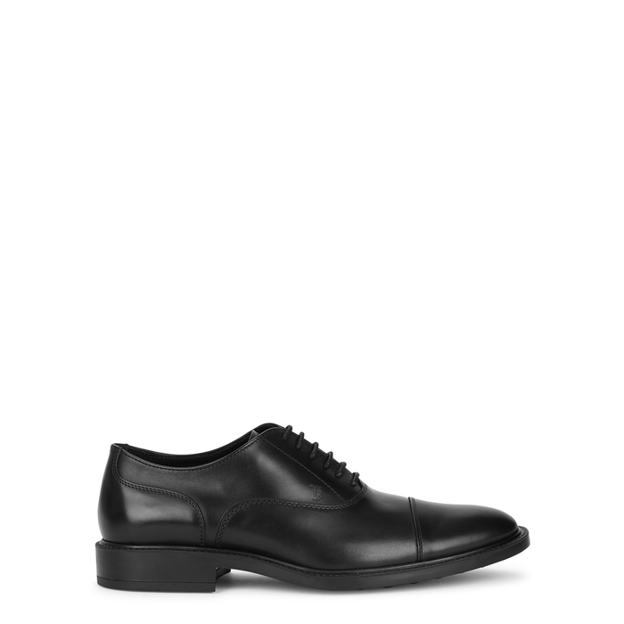 TOD'S BLACK LEATHER OXFORD SHOES,3751331