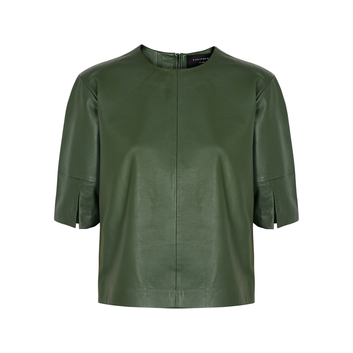 EQUIPMENT ABDELLE GREEN LEATHER TOP,3284108