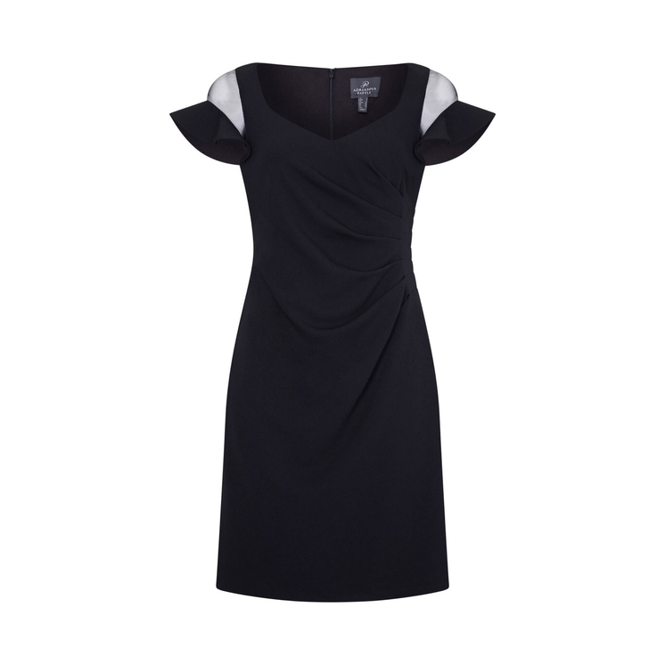 Adrianna Papell Knit Crepe Illusion Dress In Black