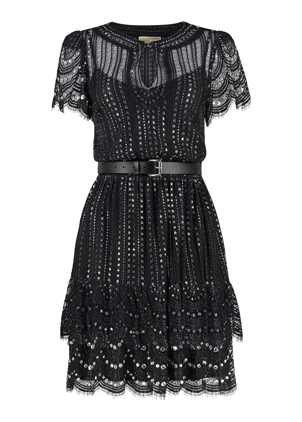michael michael kors embroidered lace tiered dress