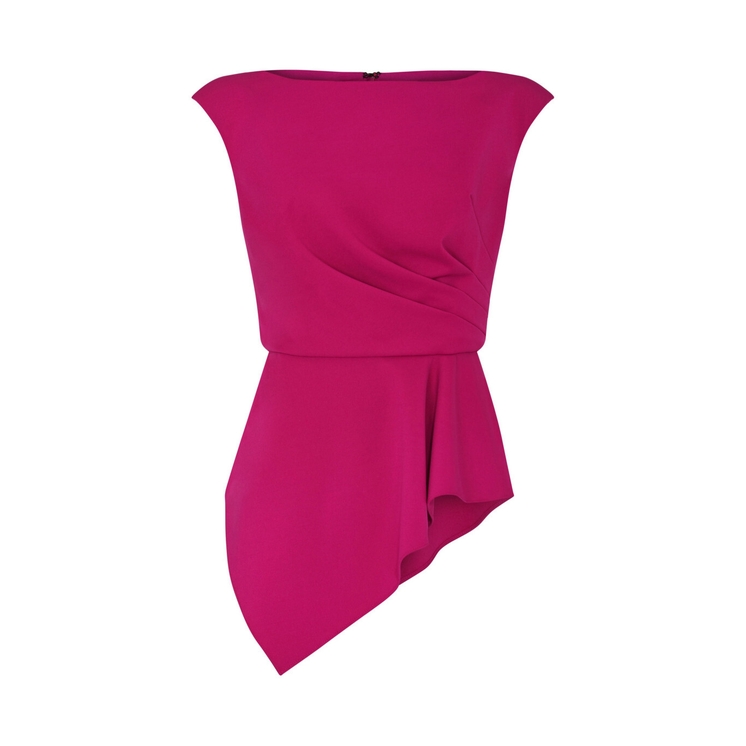 Adrianna Papell Knit Crepe Peplum Top In Magenta