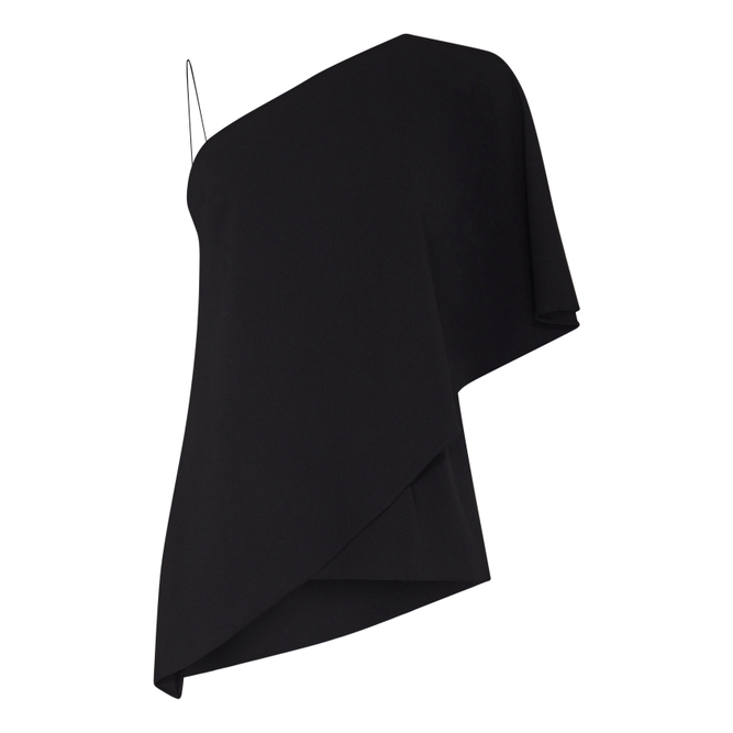 Adrianna Papell Crepe Draped Top In Black