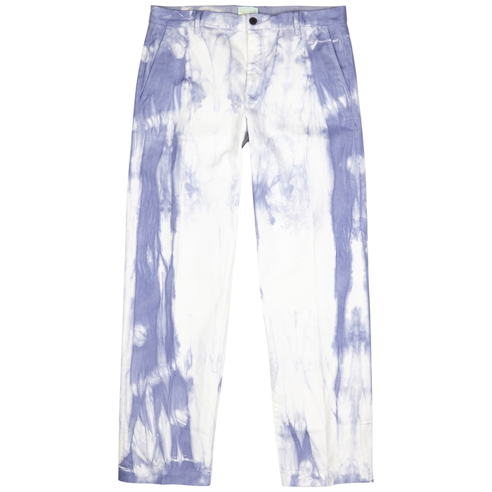 ARIES TIE-DYED WIDE-LEG COTTON-TWILL TROUSERS,3773806