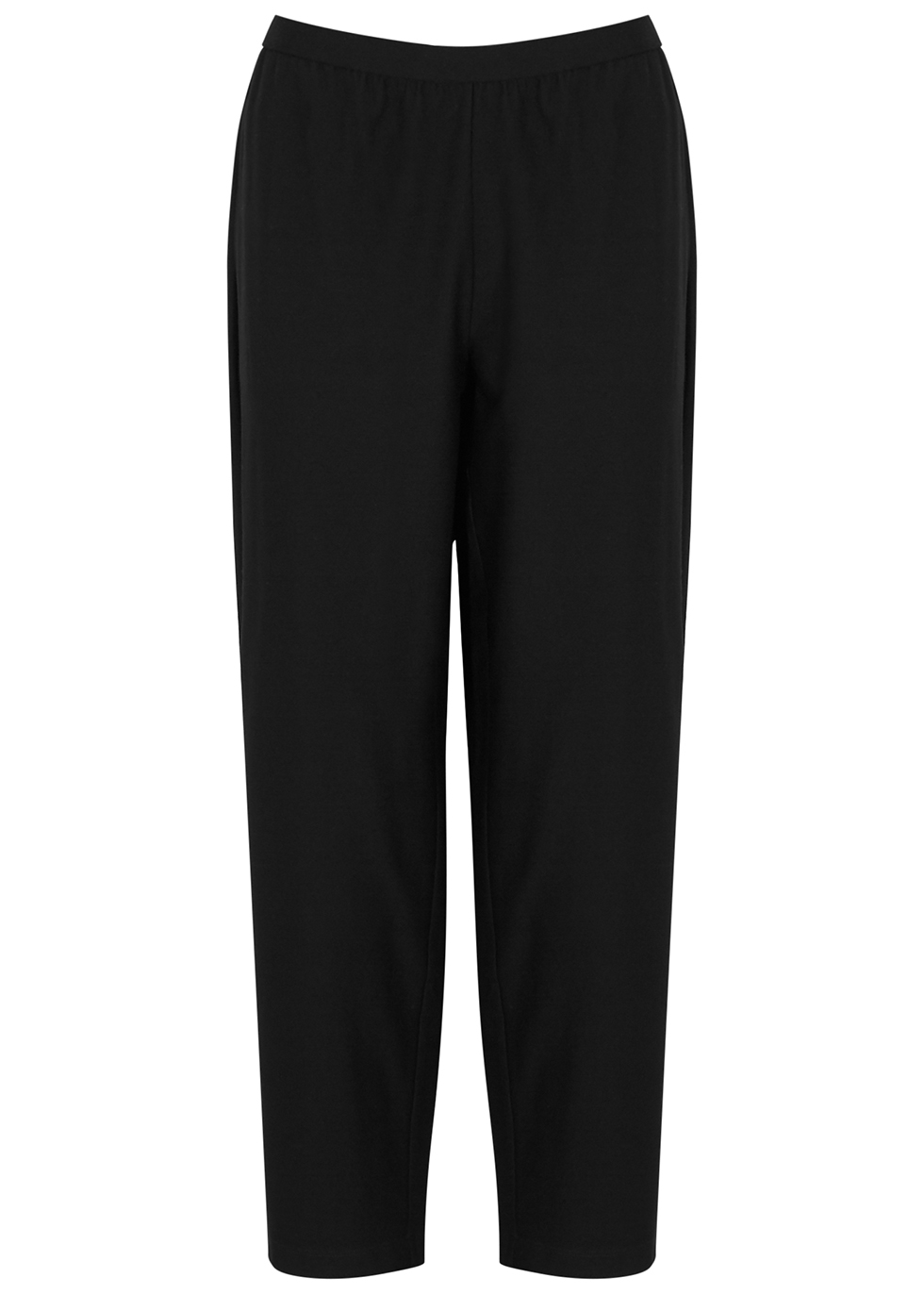 Black cropped tapered trousers