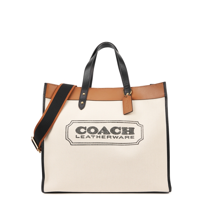 Coach Field 40 Taupe Canvas Tote In Beige | ModeSens