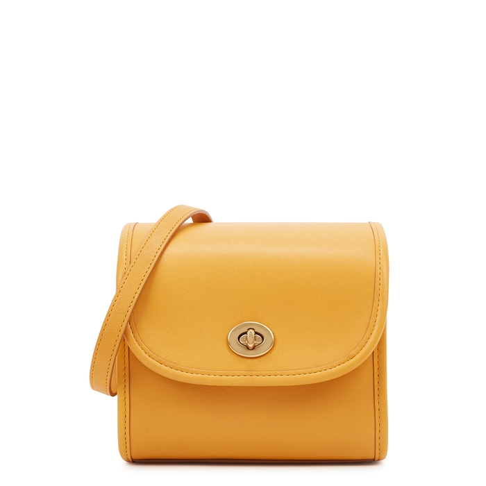 Coach Turnlock Yellow Leather Top Handle Bag | ModeSens