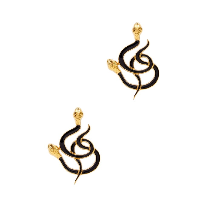 Natia X Lako Gold-plated Snake Drop Earrings In Black