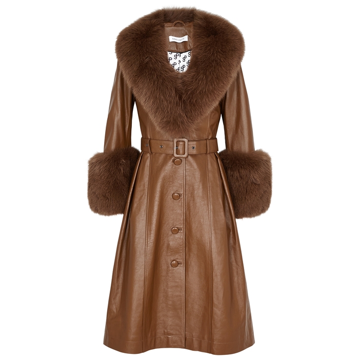 Saks Potts Foxy Brown Fur-trimmed Leather Coat | ModeSens