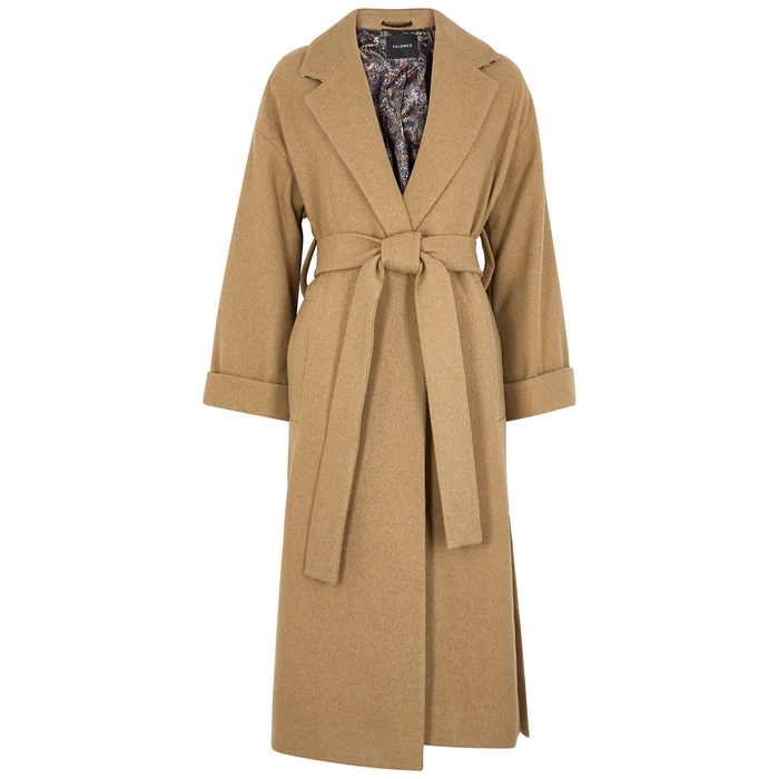 Palones Camel Belted Wool-blend Coat