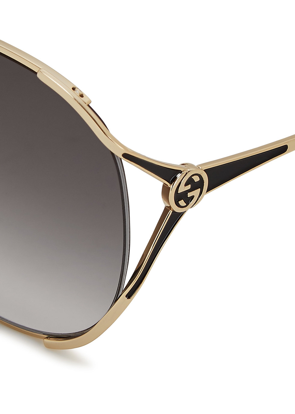 Gucci Gold-tone oval-frame sunglasses 