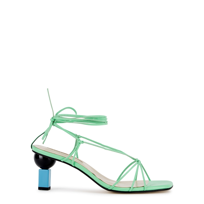YUUL YIE TROPHY 65 BRIGHT GREEN LEATHER SANDALS,3301487