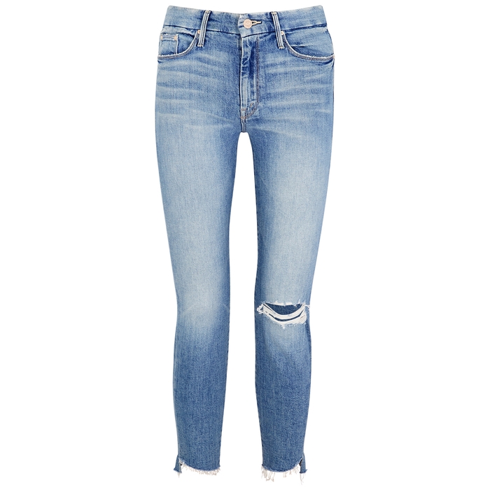 MOTHER LOOKER ANKLE STEP FRAY CROPPED JEANS,3779790