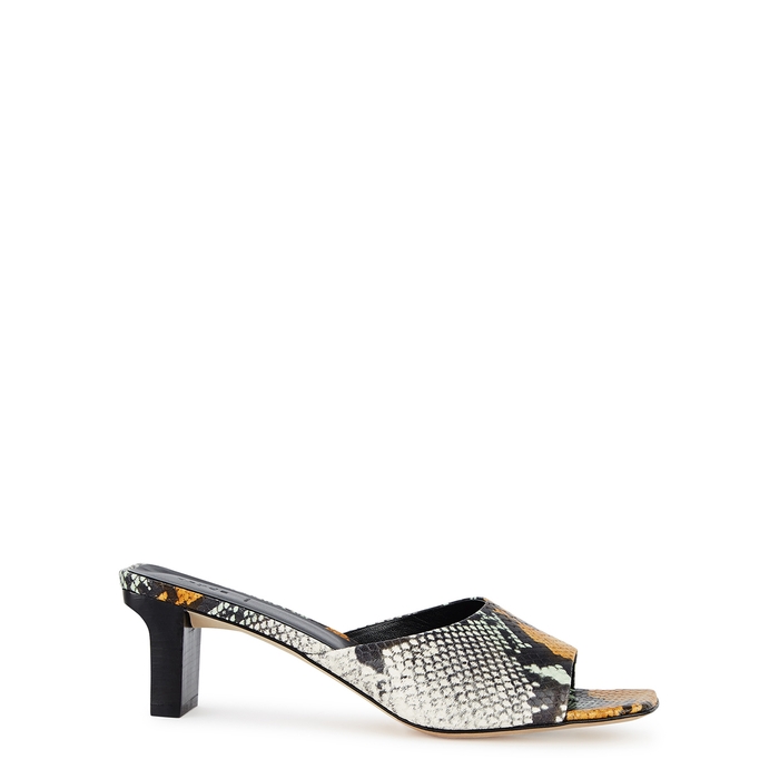 Aeyde AEYDE KATTI 65 SNAKE-EFFECT LEATHER MULES