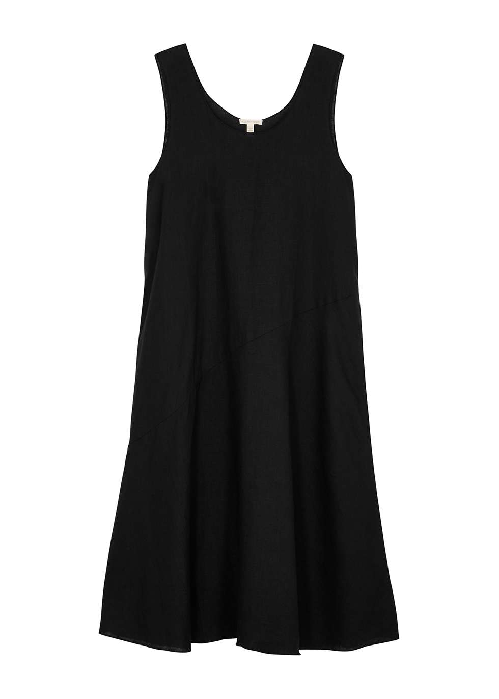 Black linen midi dress