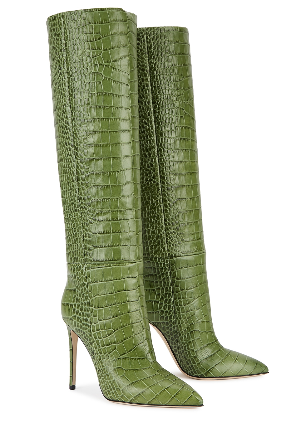 green knee high boots