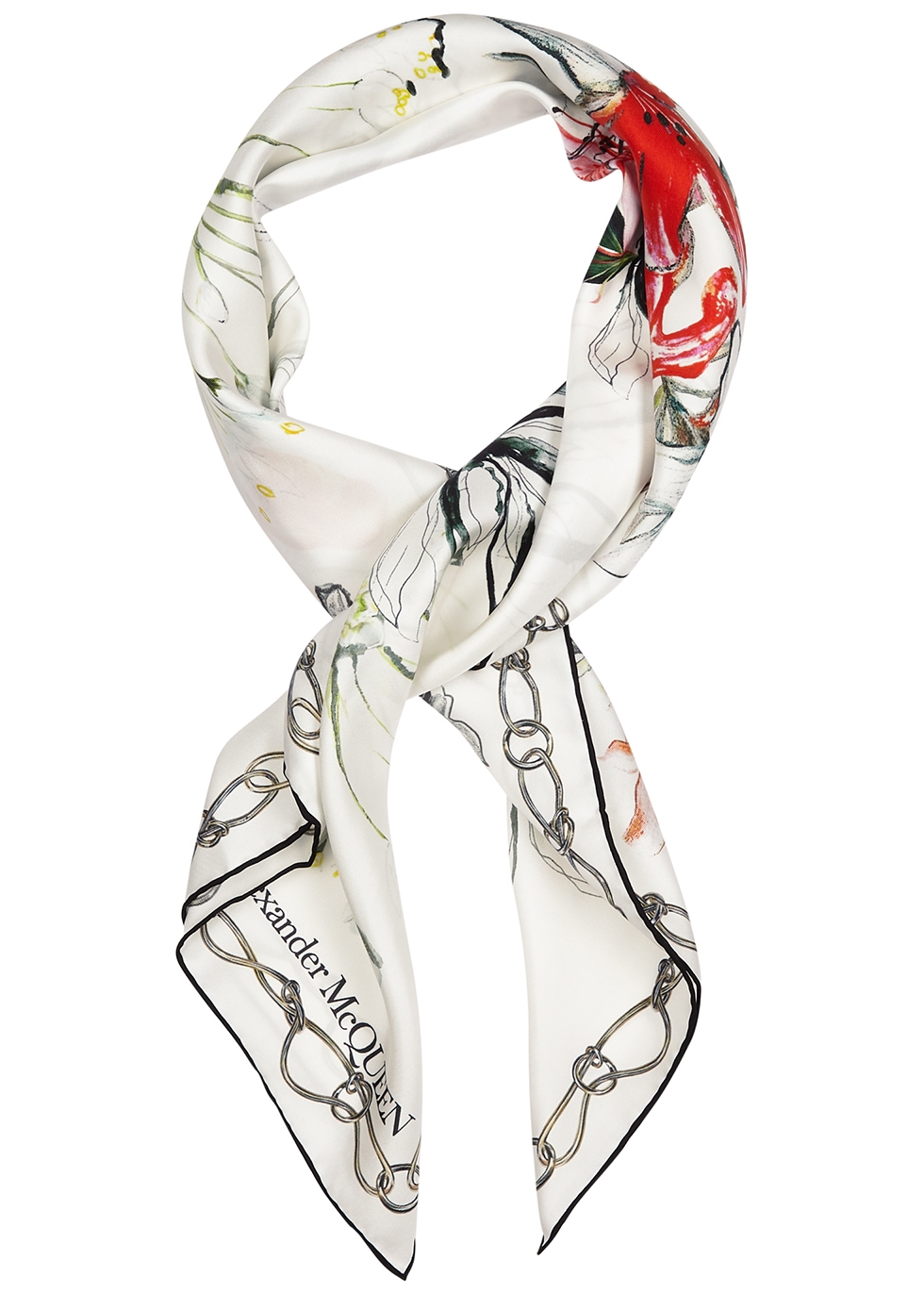 Endangered Flower printed silk scarf 