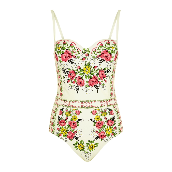 Tory Burch Lipsi Floral-print Underwired Swimsuit In White | ModeSens