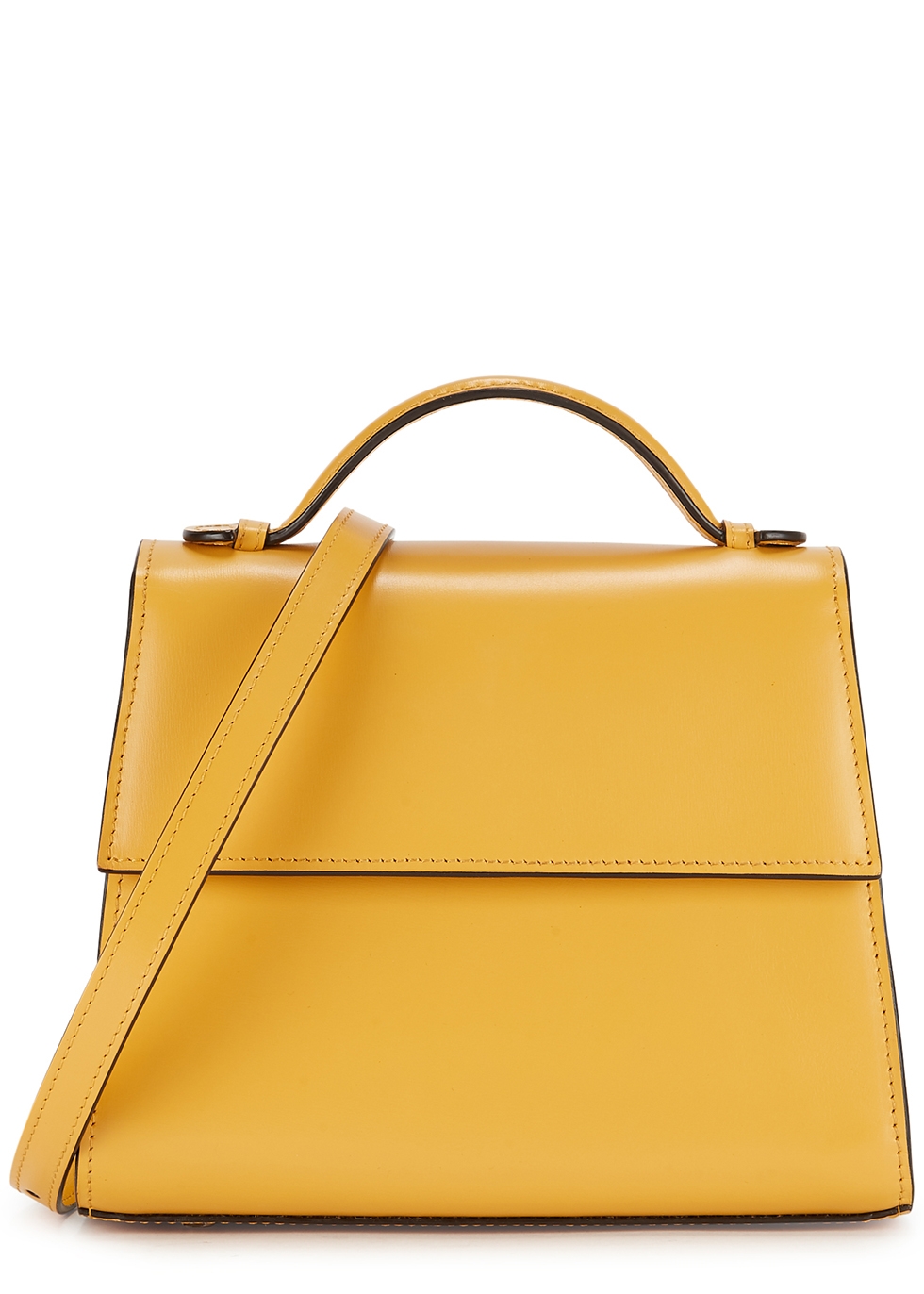 Medium mustard leather top handle bag