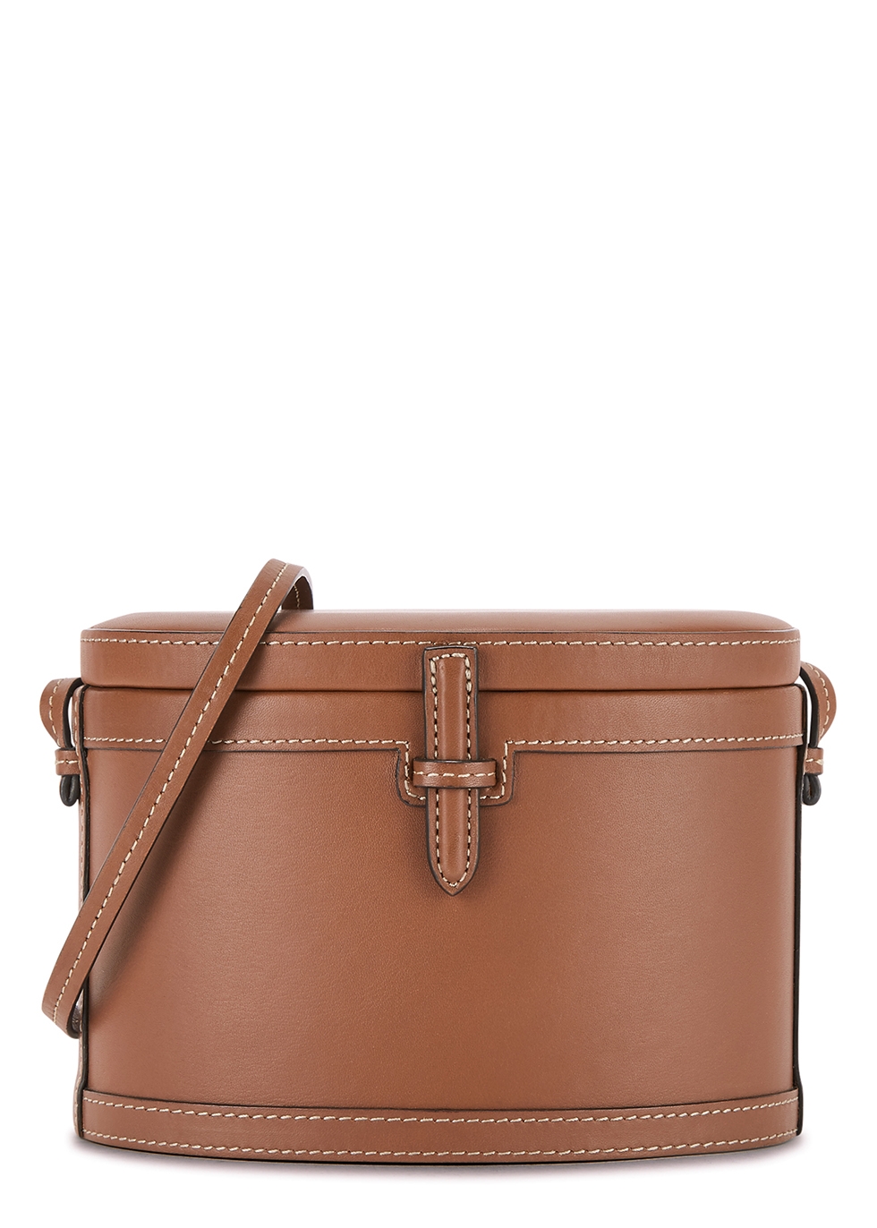 Trunk brown leather box bag