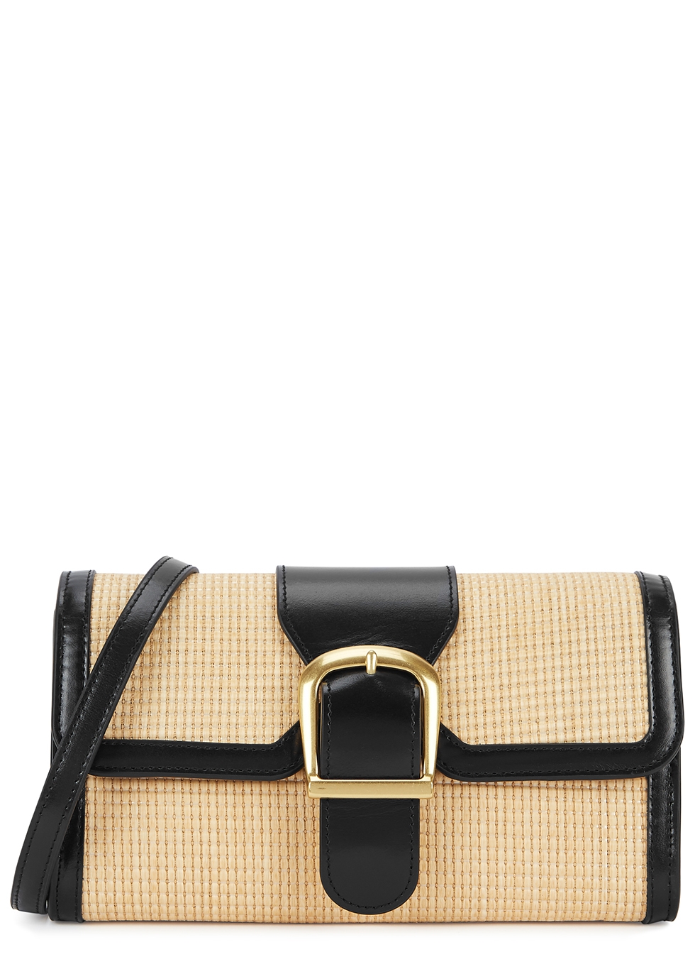 2.16 small leather and raffia cross-body bag
