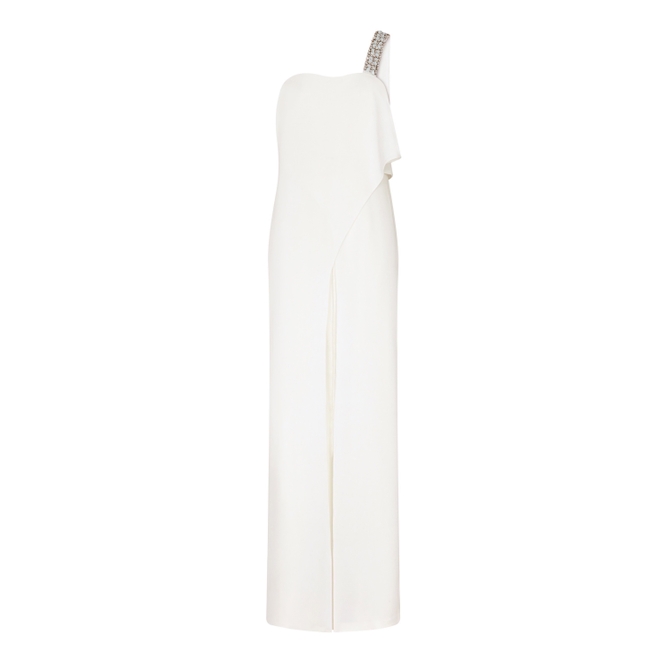 Adrianna Papell Crepe Jumpsuit In Ivory