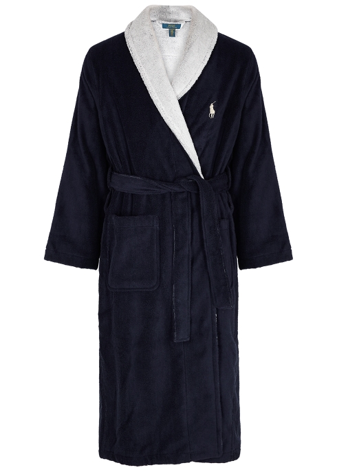 Polo Ralph Lauren Navy Logo-jacquard Cotton-terry Robe