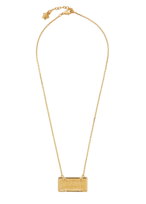 Versace Gold-tone Number Plate Necklace