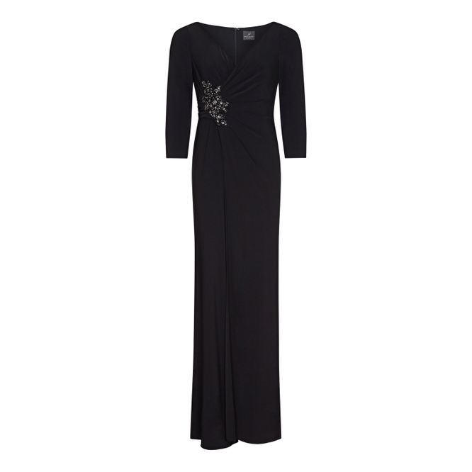 Adrianna Papell Shirred Jersey Jumpsuit In Black