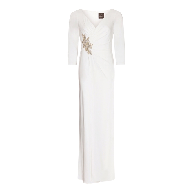 Adrianna Papell Shirred Jersey Jumpsuit In Ivory