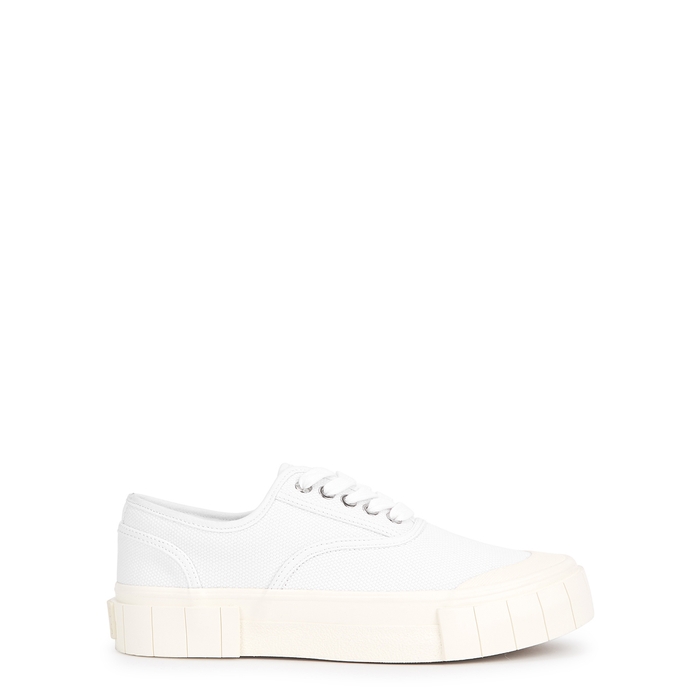 GOOD NEWS ACE WHITE WOVEN CANVAS FLATFORM SNEAKERS,3214791