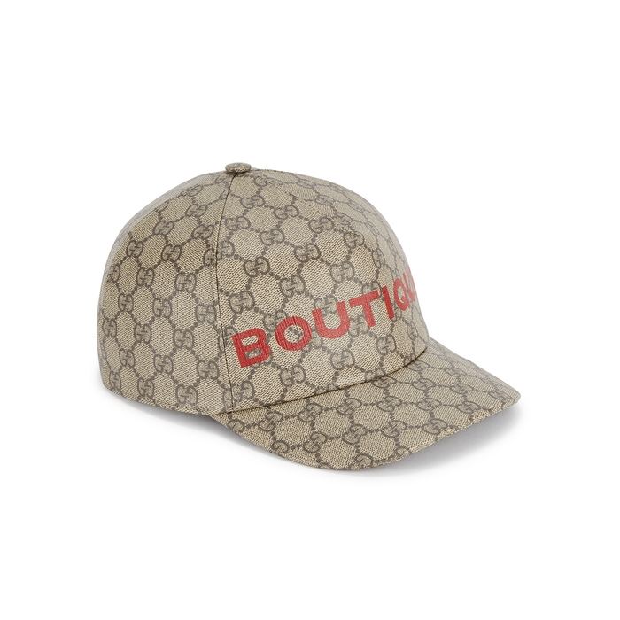 Gucci Gg Supreme Boutique Monogrammed Cap In Beige