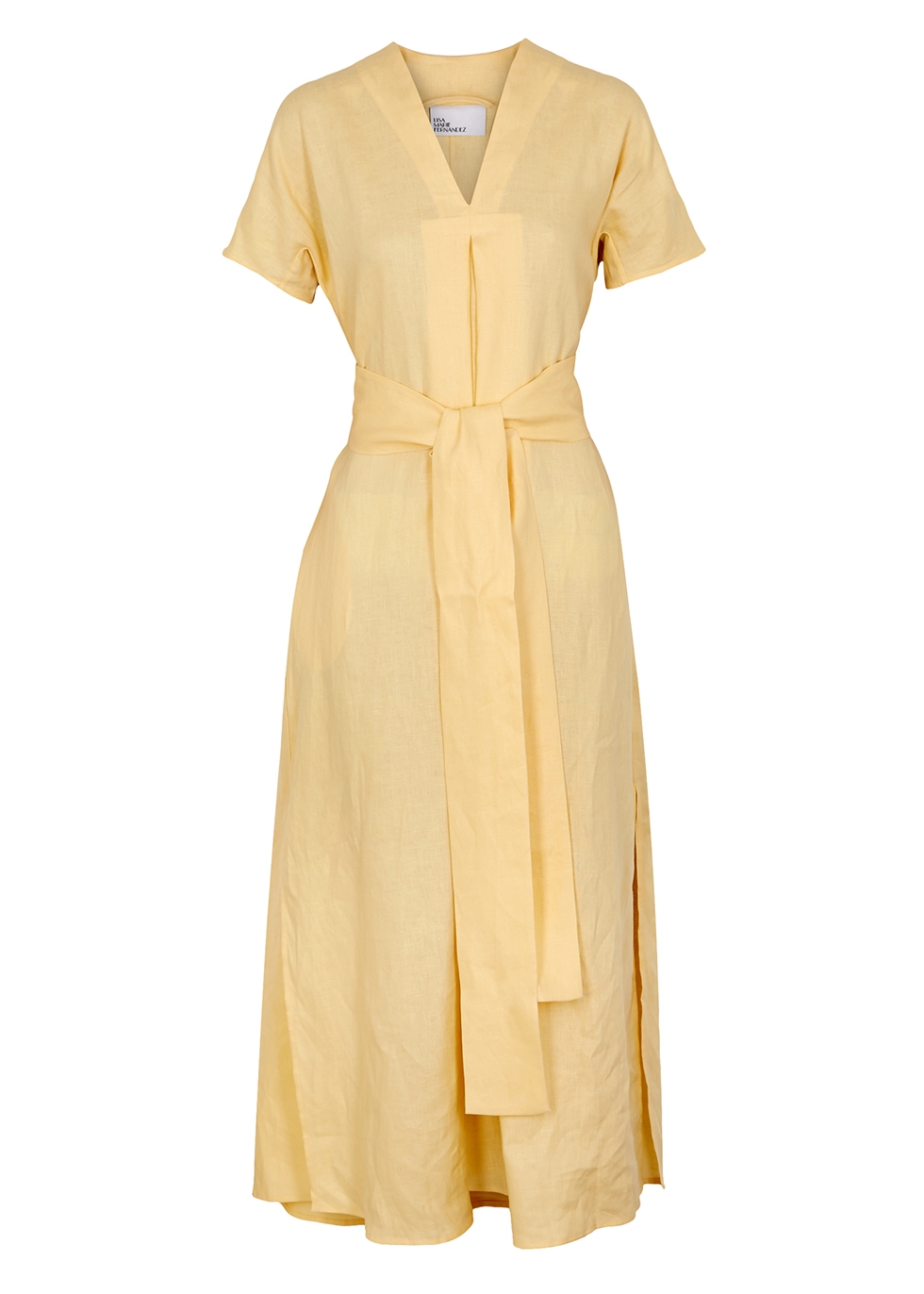 yellow linen maxi dress