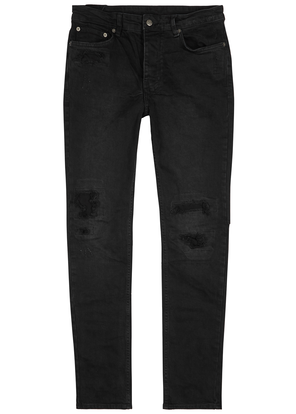 mens black ripped designer jeans