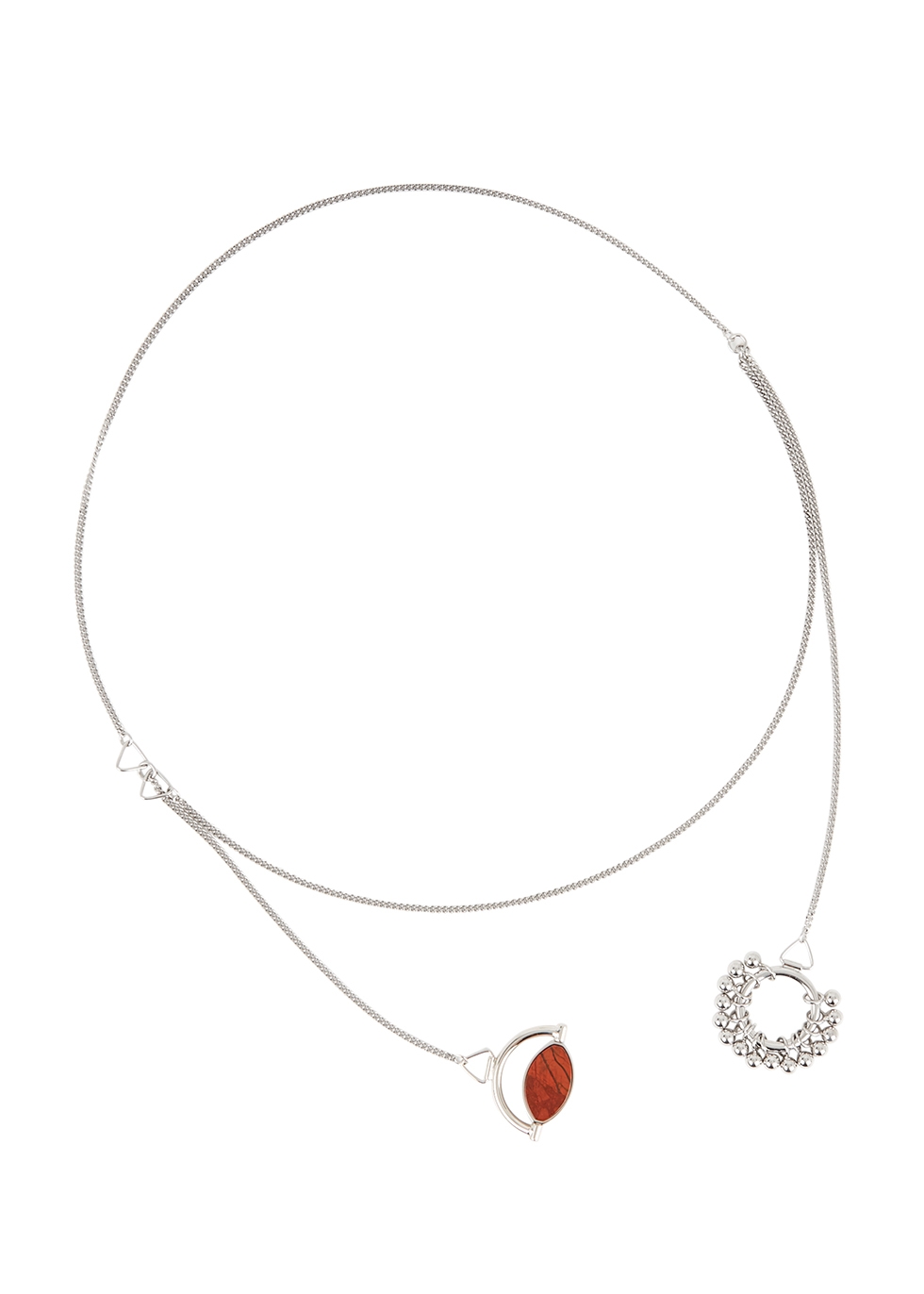 Silver-tone double pendant necklace