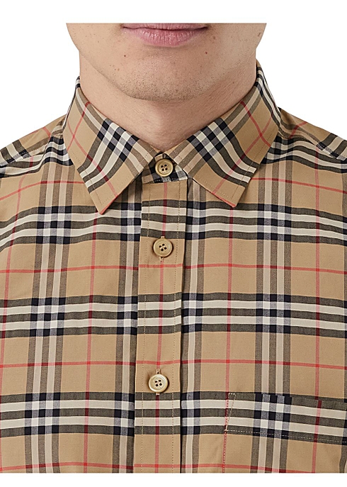 Burberry Short-sleeve check stretch cotton shirt - Harvey Nichols