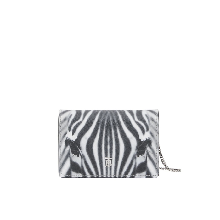 BURBERRY ZEBRA PRINT LEATHER CARD CASE WITH DETACHABLE STRAP,3328386
