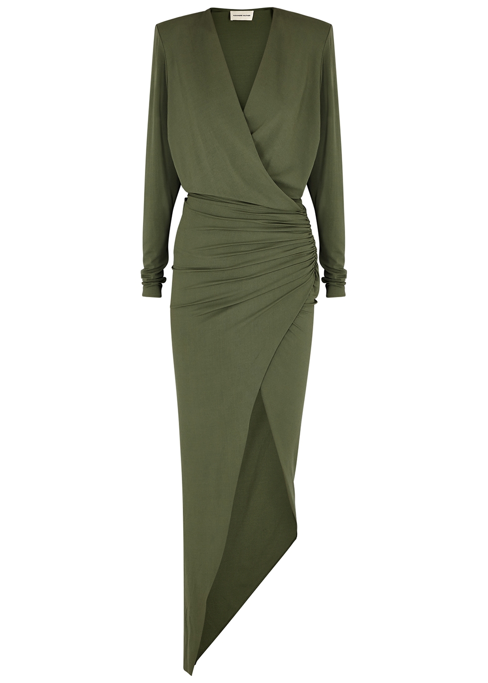 Army green stretch-jersey gown