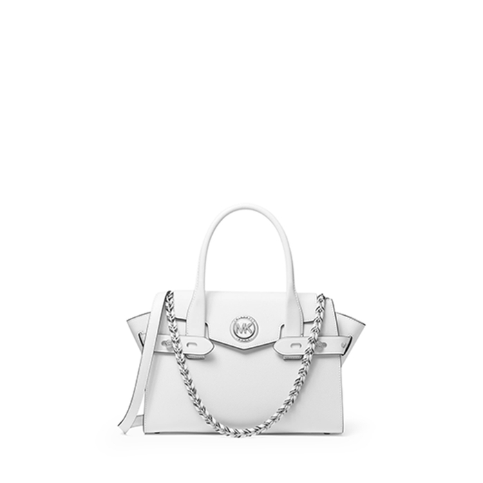 Michael Kors Carmen Small Saffiano Leather Belted Satchel - White