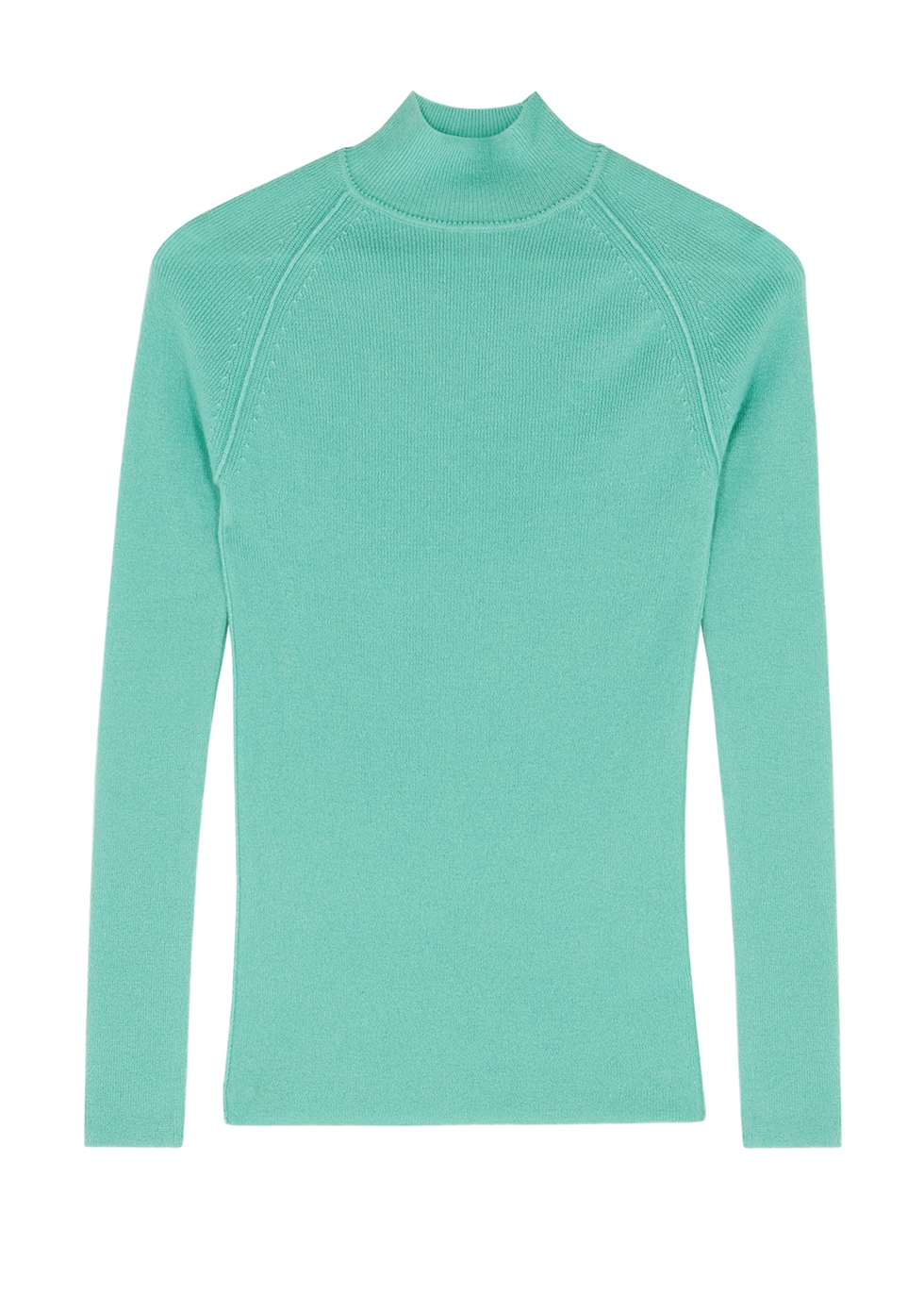 Teal wool and cashmere-blend jumper