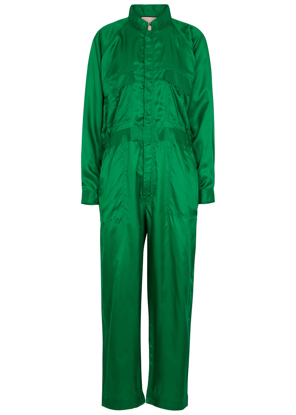Emerald green cupro jumpsuit